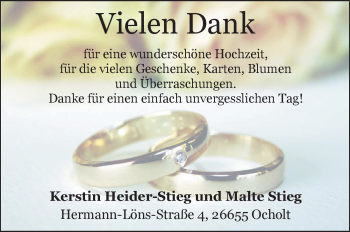 Hochzeitsanzeige von Kerstin Heider-Stieg von Nordwest-Zeitung