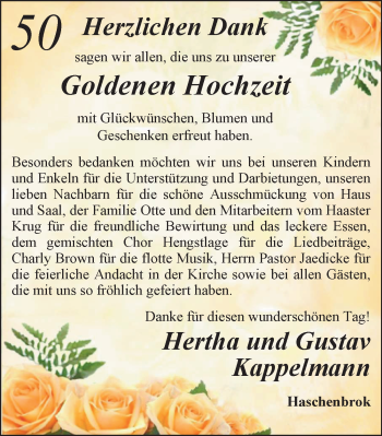 Hochzeitsanzeige von Hertha Kappelmann von Nordwest-Zeitung