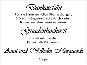 Hochzeitsanzeige von Wilhelm Marquardt von Nordwest-Zeitung