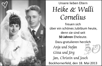 Hochzeitsanzeige von Heike Cornelius von Nordwest-Zeitung