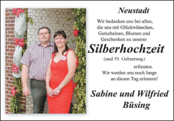 Hochzeitsanzeige von Sabine Büsing von Nordwest-Zeitung