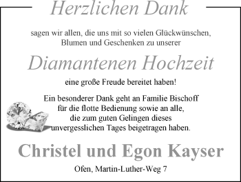 Hochzeitsanzeige von Christel Kayser von Nordwest-Zeitung