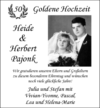 Hochzeitsanzeige von Heide Pajonk von Nordwest-Zeitung