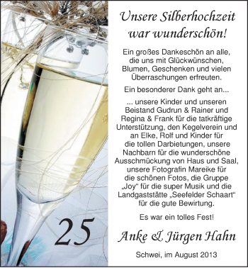 Hochzeitsanzeige von Anke Hahn von Nordwest-Zeitung