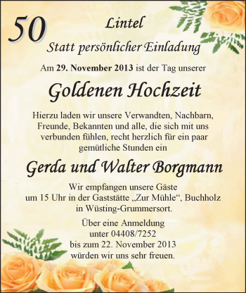 Hochzeitsanzeige von Gerda Borgmann von Nordwest-Zeitung