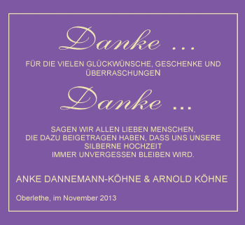 Hochzeitsanzeige von Anke Dannemann-Köhne von Nordwest-Zeitung