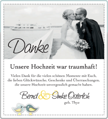 Hochzeitsanzeige von Bernd Osterloh von Nordwest-Zeitung