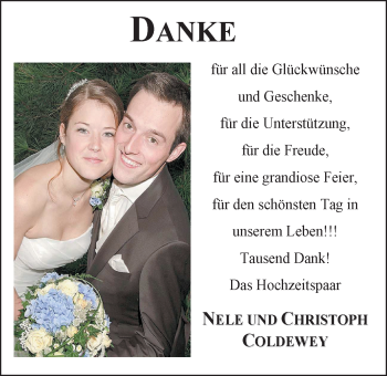 Hochzeitsanzeige von Nele Coldewey von Nordwest-Zeitung