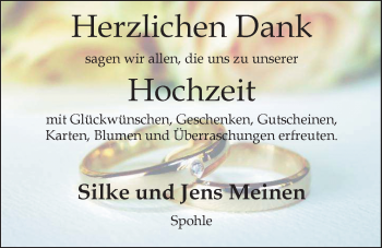 Hochzeitsanzeige von Silke Meinen von Nordwest-Zeitung