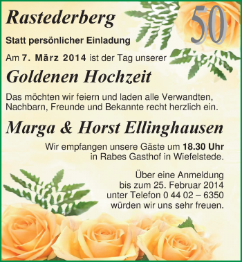 Hochzeitsanzeige von Marga Ellinghaus von Nordwest-Zeitung
