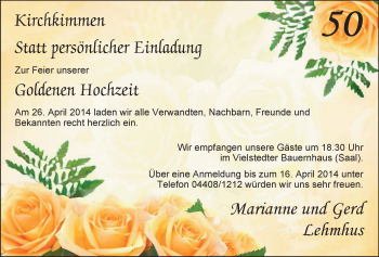 Hochzeitsanzeige von Marianne Lehmhus von Nordwest-Zeitung