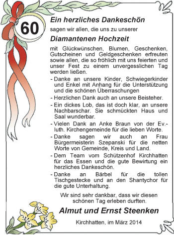 Hochzeitsanzeige von Almut Steenken von Nordwest-Zeitung