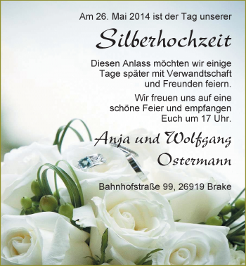 Hochzeitsanzeige von Anja Ostermann von Nordwest-Zeitung