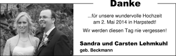 Hochzeitsanzeige von Sandra Lehmkuhl von Nordwest-Zeitung