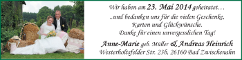 Hochzeitsanzeige von Anne-Marie Heinrich von Nordwest-Zeitung