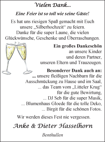 Hochzeitsanzeige von Anke Hasselhorn von Nordwest-Zeitung