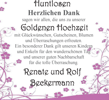 Hochzeitsanzeige von Renate Beckermann von Nordwest-Zeitung