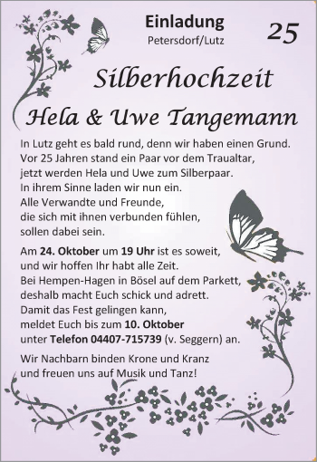 Hochzeitsanzeige von Hela Tangemann von Nordwest-Zeitung