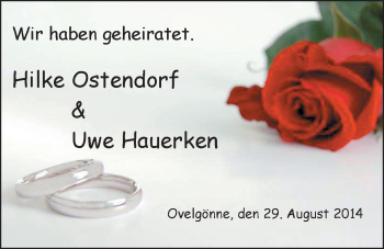 Hochzeitsanzeige von Hilke Ostendorf von Nordwest-Zeitung