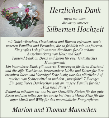 Hochzeitsanzeige von Marion Mannchen von Nordwest-Zeitung