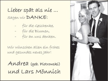 Hochzeitsanzeige von Andrea Mönnich von Nordwest Zeitung