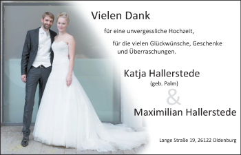 Hochzeitsanzeige von Katja Hallerstede von Nordwest-Zeitung