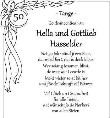 Hochzeitsanzeige von Hella Hasselder von Nordwest-Zeitung