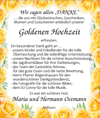 Hochzeitsanzeige von Maria Ostmann von Nordwest-Zeitung