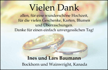 Hochzeitsanzeige von Ines Baumann von Nordwest-Zeitung