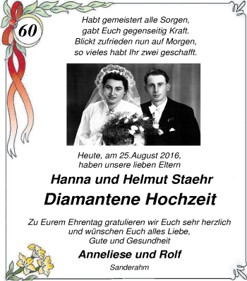 Hochzeitsanzeige von Hanna Staehr von Nordwest-Zeitung