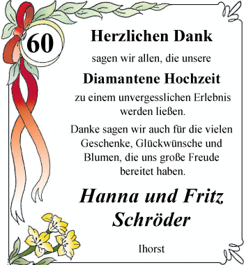 Hochzeitsanzeige von Hanna Schröder von Nordwest-Zeitung
