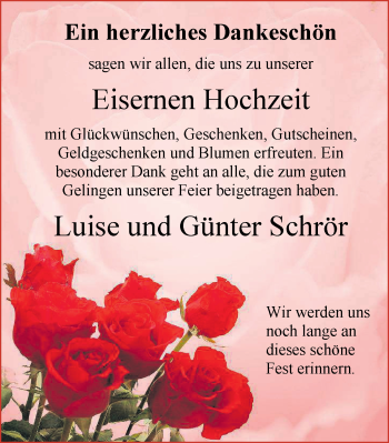 Hochzeitsanzeige von Luise Schrör von Nordwest-Zeitung