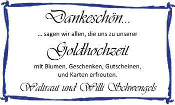 Hochzeitsanzeige von Waltraut Schwengels von Nordwest-Zeitung
