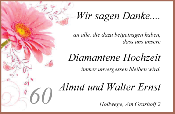 Hochzeitsanzeige von Almut Ernst von Nordwest-Zeitung