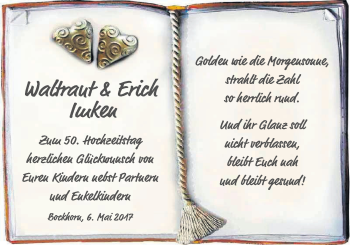 Hochzeitsanzeige von Waltraud Imken von Nordwest-Zeitung