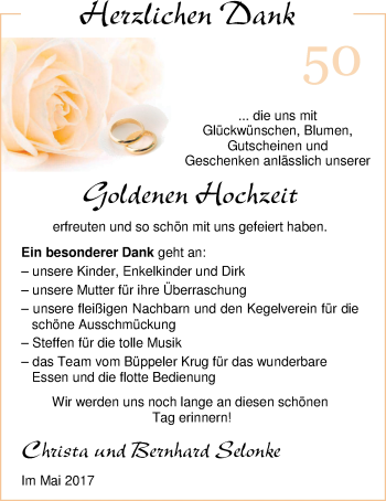 Hochzeitsanzeige von Christa Selonke von Nordwest-Zeitung