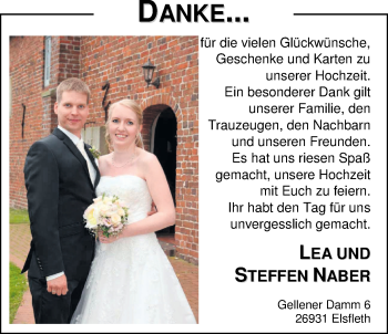 Hochzeitsanzeige von Lea Naber von Nordwest-Zeitung