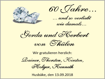 Hochzeitsanzeige von Gerd von Thülen von Nordwest-Zeitung