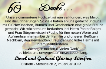 Hochzeitsanzeige von Gerhard Glüsing-Lüerßen von Nordwest-Zeitung