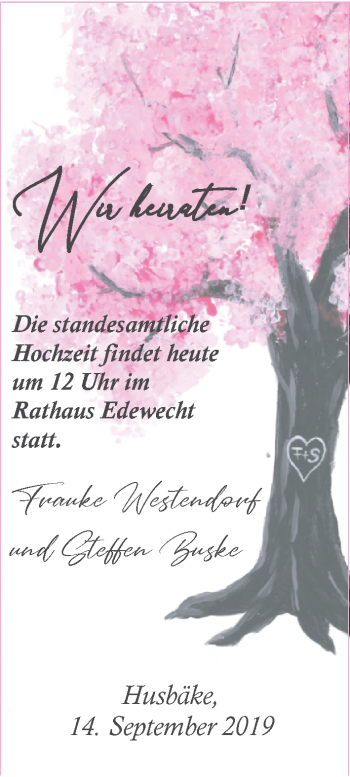 Hochzeitsanzeige von Frauke Westendorf von Nordwest-Zeitung