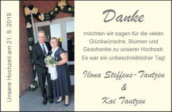 Hochzeitsanzeige von Ilona Steffens-Tantzen von Nordwest-Zeitung