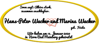 Hochzeitsanzeige von Hans-Peter Wacker von Nordwest-Zeitung