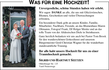 Hochzeitsanzeige von Sigrid Seetzen von Nordwest-Zeitung